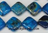 CDT248 15.5 inches 16*16mm diamond dyed aqua terra jasper beads