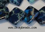 CDT258 15.5 inches 20*20mm diamond dyed aqua terra jasper beads