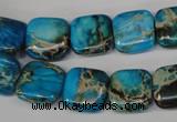 CDT300 15.5 inches 14*14mm square dyed aqua terra jasper beads