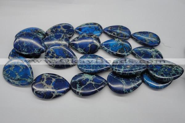 CDT327 15.5 inches 30*40mm flat teardrop dyed aqua terra jasper beads