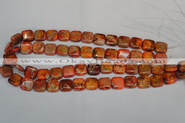 CDT540 15.5 inches 14*14mm square dyed aqua terra jasper beads