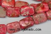 CDT631 15.5 inches 12*16mm rectangle dyed aqua terra jasper beads