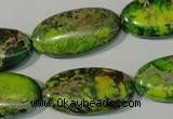 CDT941 15.5 inches 15*30mm oval dyed aqua terra jasper beads