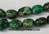 CDT960 15.5 inches 10*13mm nuggets dyed aqua terra jasper beads