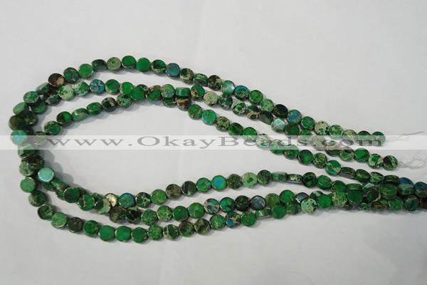 CDT970 15.5 inches 7mm flat round dyed aqua terra jasper beads