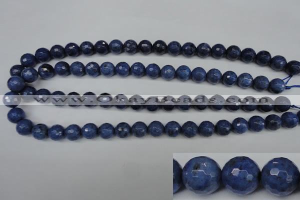 CDU113 15.5 inches 10mm faceted round blue dumortierite beads