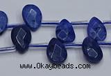 CDU219 Top drilled 8*12mm faceted flat teardrop blue dumortierite beads