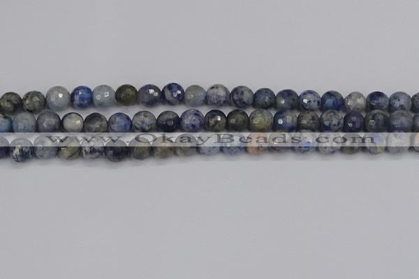 CDU310 15.5 inches 8mm faceted round blue dumortierite beads