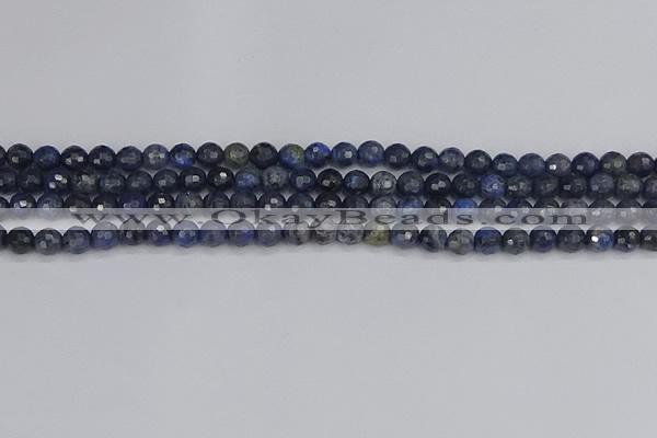 CDU315 15.5 inches 4mm faceted round blue dumortierite beads