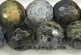 CDU382 15 inches 10mm faceted round dumortierite beads