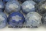 CDU387 15 inches 10mm faceted round dumortierite beads