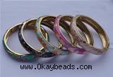 CEB09 5pcs 11.5mm width gold plated alloy with enamel bangles wholesale