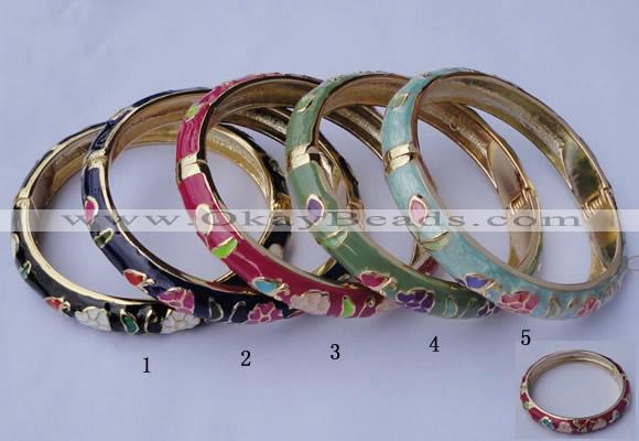 CEB12 5pcs 10mm width gold plated alloy with enamel bangles wholesale