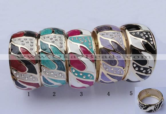 CEB20 5pcs 31mm width gold plated alloy with rhinestone & enamel bangles