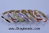 CEB33 6pcs 10mm width gold plated alloy with enamel bangles