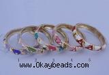 CEB34 5pcs 12mm width gold plated alloy with enamel rhinestone & bangles