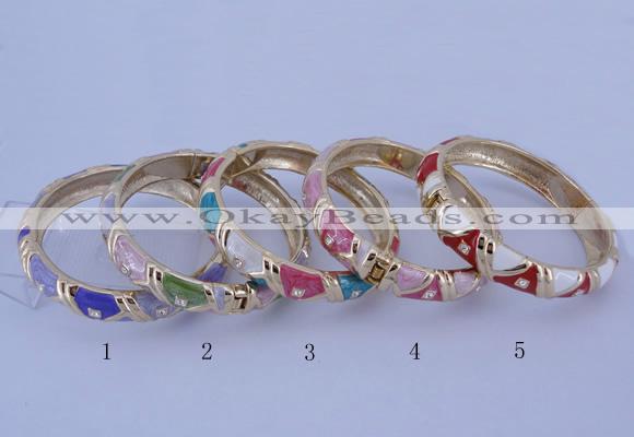 CEB34 5pcs 12mm width gold plated alloy with enamel rhinestone & bangles