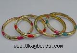 CEB73 6mm width gold plated alloy with enamel bangles wholesale