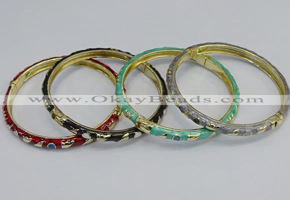 CEB82 6mm width gold plated alloy with enamel bangles wholesale