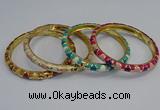 CEB86 7mm width gold plated alloy with enamel bangles wholesale