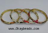 CEB98 6mm width gold plated alloy with enamel bangles wholesale