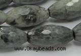 CEE32 15.5 inches 15*30mm faceted rice eagle eye jasper beads