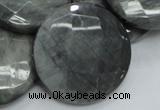 CEE41 15.5 inches 40mm faceted coin eagle eye jasper beads wholesale