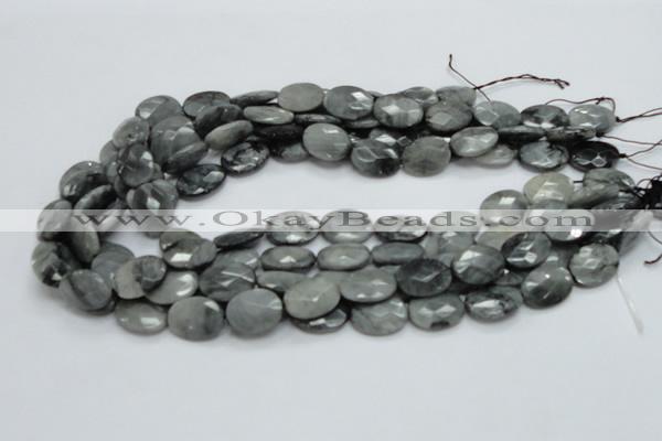 CEE52 15.5 inches 10*14mm faceted oval eagle eye jasper beads