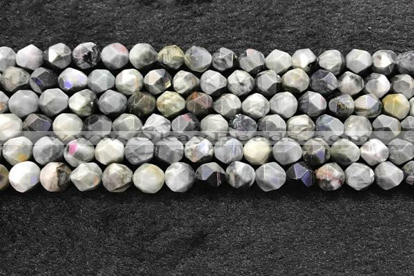 CEE531 15.5 inches 8mm faceted nuggets eagle eye jasper beads