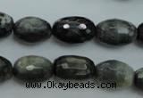 CEE71 15.5 inches 8*12mm faceted rice eagle eye jasper beads