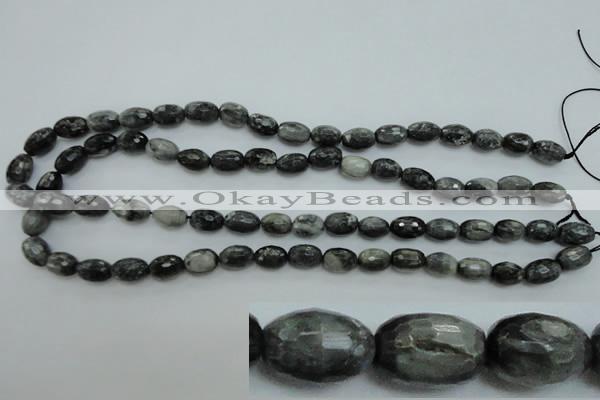 CEE71 15.5 inches 8*12mm faceted rice eagle eye jasper beads