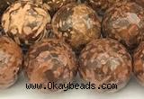 CEJ311 15 inches 8mm faceted round elephant skin jasper beads