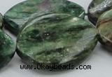 CEM30 15.5 inches 30*40mm twisted teardrop emerald gemstone beads