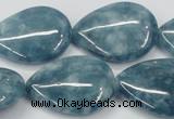 CEQ108 15.5 inches 22*30mm flat teardrop blue sponge quartz beads