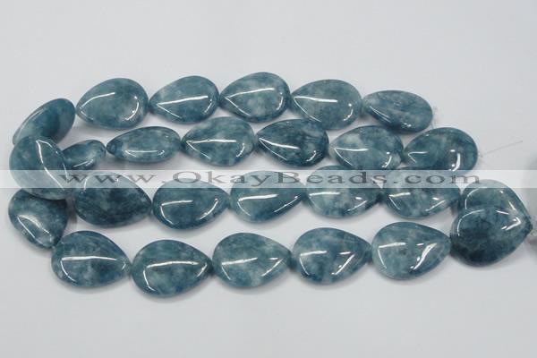 CEQ108 15.5 inches 22*30mm flat teardrop blue sponge quartz beads