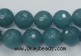 CEQ16 15.5 inches 12mm faceted round blue sponge quartz beads