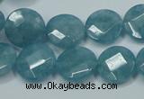 CEQ183 15.5 inches 14mm faceted coin blue sponge quartz beads