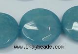 CEQ188 15.5 inches 30mm faceted coin blue sponge quartz beads