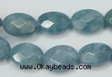 CEQ192 15.5 inches 12*16mm faceted oval blue sponge quartz beads