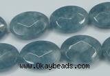 CEQ194 15.5 inches 15*20mm faceted oval blue sponge quartz beads