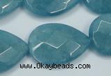 CEQ207 15.5 inches 22*30mm faceted flat teardrop blue sponge quartz beads