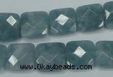 CEQ223 15.5 inches 14*14mm faceted square blue sponge quartz beads