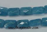 CEQ231 15.5 inches 10*14mm faceted rectangle blue sponge quartz beads