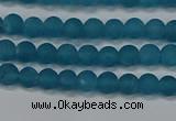 CEQ265 15.5 inches 4mm round matte blue sponge quartz beads