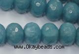 CEQ37 15.5 inches 12*16mm faceted rondelle blue sponge quartz beads