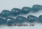 CEQ51 15.5 inches 10*14mm faceted teardrop blue sponge quartz beads