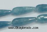 CEQ55 15.5 inches 10*30mm faceted teardrop blue sponge quartz beads