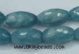 CEQ76 15.5 inches 13*23mm faceted rice blue sponge quartz beads