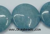 CEQ99 15.5 inches 30mm flat round blue sponge quartz beads