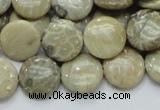 CFA07 15.5 inches 15mm flat round chrysanthemum agate gemstone beads